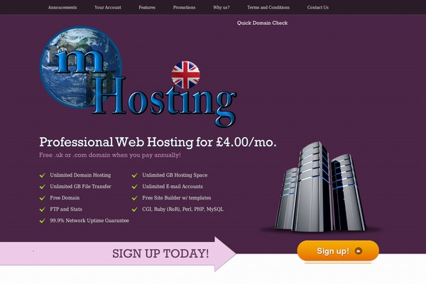 mhosting.co.uk site used Webhosting