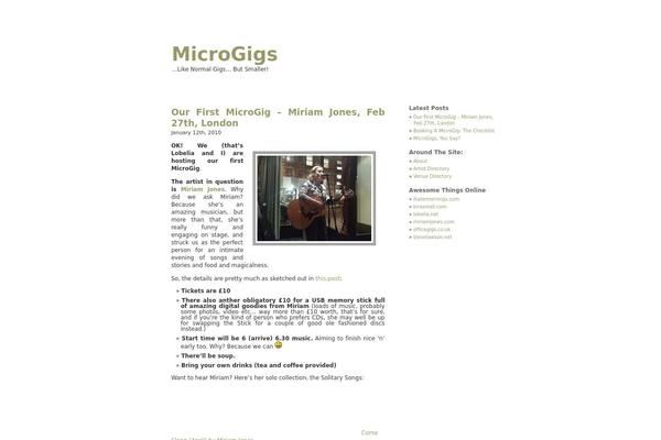 microgigs.net site used minimalism