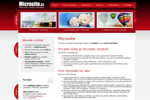 microsite.cz site used Microsite