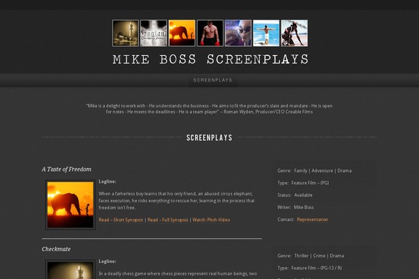 mikebossscreenplays.com site used Personality