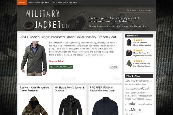 militaryjacketcity.com site used Wp Amazillionaire