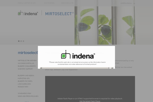 mirtoselect.info site used Indena-wp