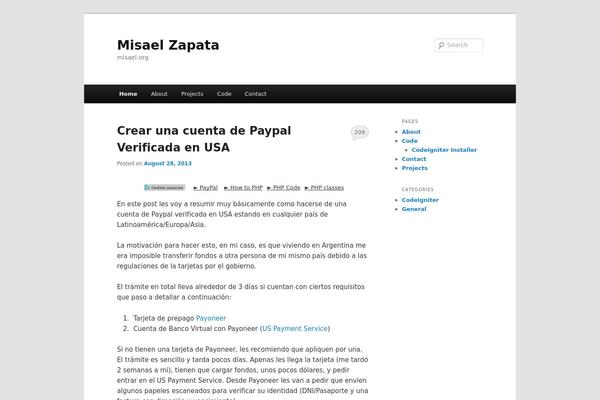 misael.org site used Twenty Eleven