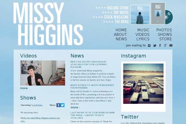 missyhiggins.com.au site used Missyhiggins