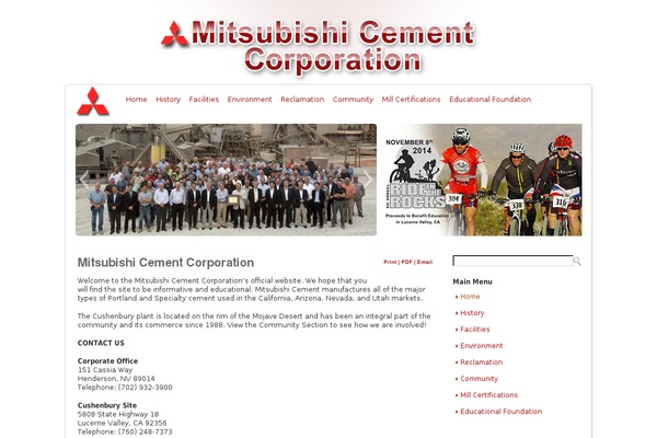 mitsubishicement.com site used Mccresponsive