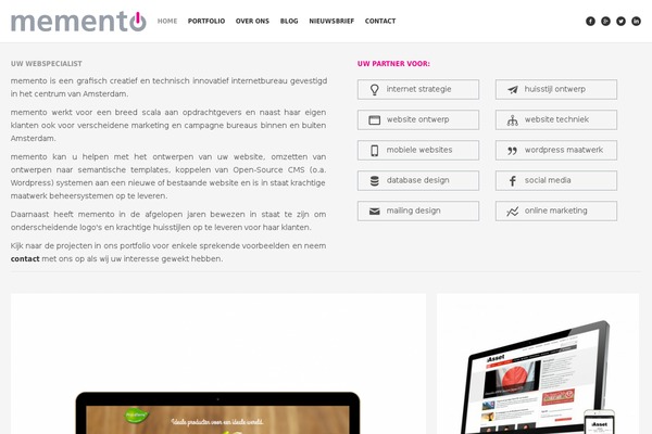 Memento theme site design template sample