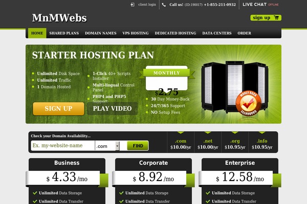 mnmwebs.us site used Pro-hosting