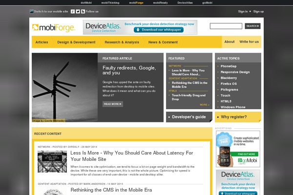 mobiforge.com site used Mobiforge