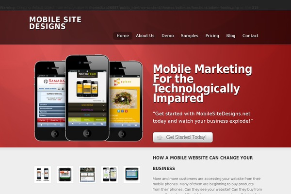 mobilesitedesigns.net site used Optimize