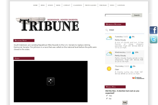 mobridgetribune.com site used Tribune_theme