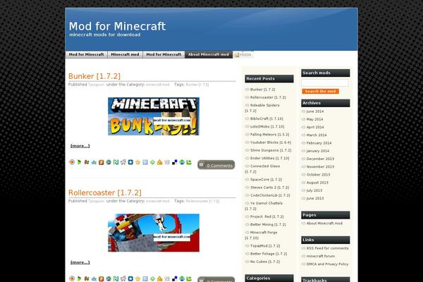Minecraft theme site design template sample