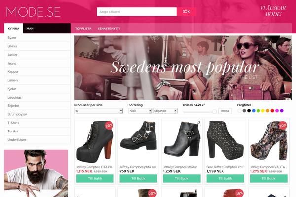 mode.se site used Shopello-portal