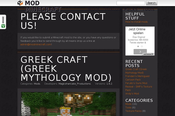 modminecraft.com site used Modminecraft