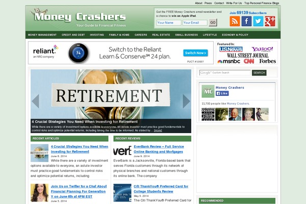 moneycrashers.com site used Moneycrashers