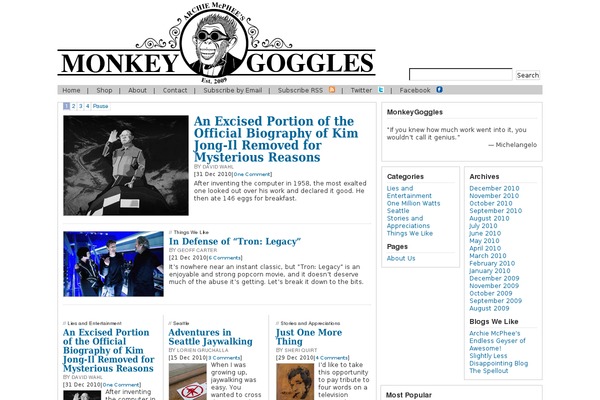 monkeygoggles.com site used Linoluna