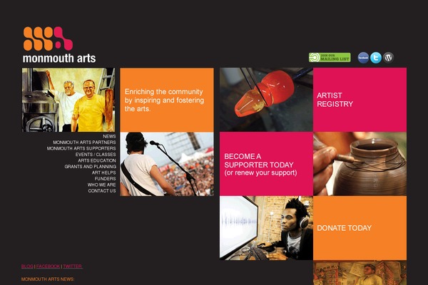 monmoutharts.org site used Mcac