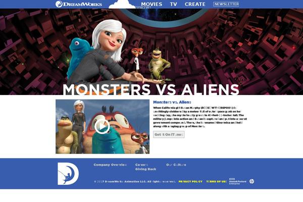 monstersvsaliens.com site used Dreamworksanimation