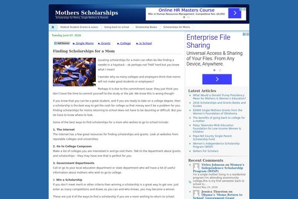 mothersscholarships.com site used Modernblue