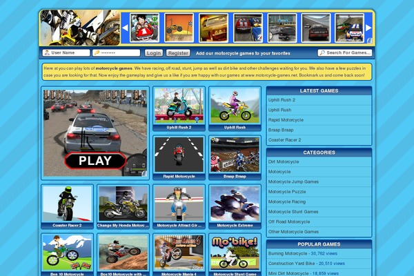 motorcycle-games.net site used Arcadexd