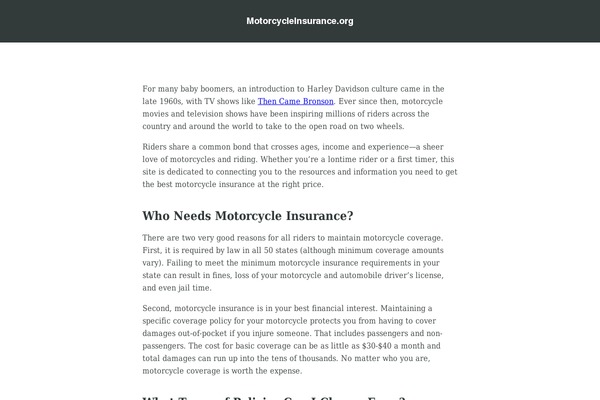 motorcycleinsurance.org site used Cmn-starter-theme