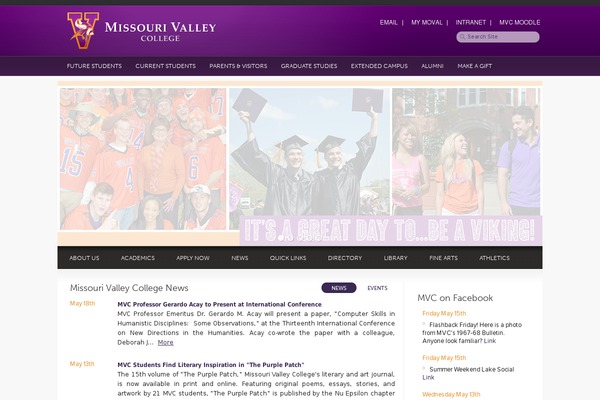 moval.edu site used Missouri-valley-theme
