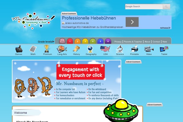 Game website example screenshot