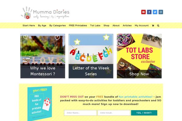mummadiaries.com site used Avada Child