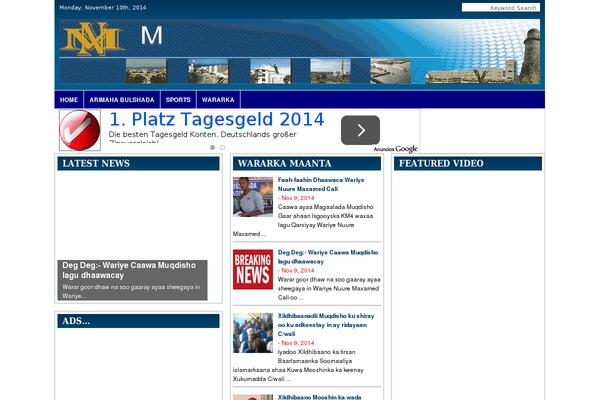 muqdishonews.com site used Kalafogetheme