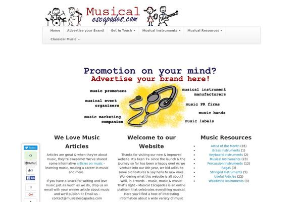 musicalescapades.com site used WP MarketingStrap