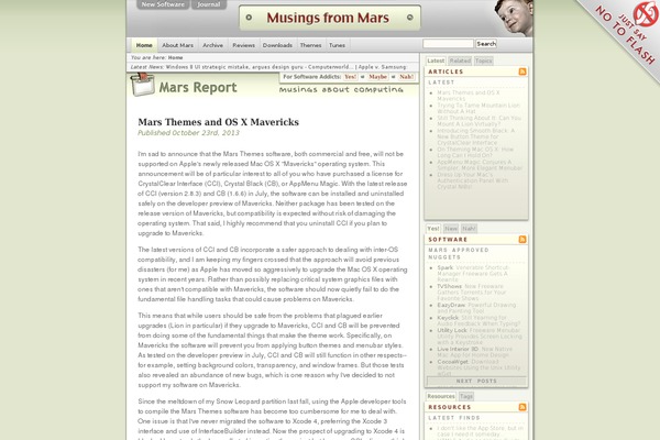 musingsfrommars.org site used Mars
