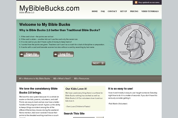mybiblebucks.com site used Vibrant Cms