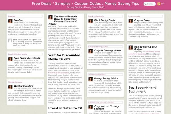 myfreedeals.com site used Pinboard
