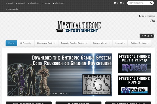 mysticalthrone-ent.com site used Shopping-cart-woocommerce