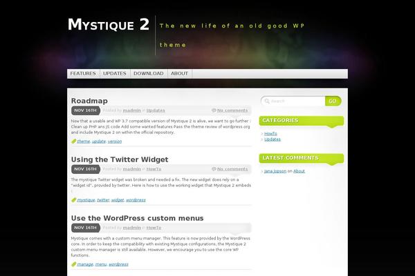 mystique-theme.com site used Mystique2