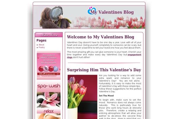 myvalentinesblog.com site used Valentine