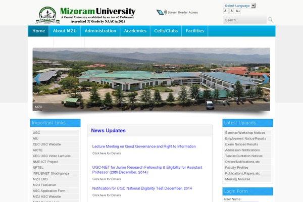 mzu.edu.in site used University-hub-pro