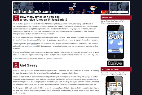 nathandemick.com site used Nathan