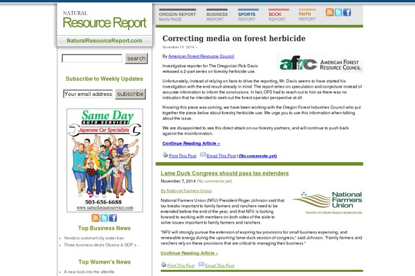 naturalresourcereport.com site used Oregonnaturalresourcesreport
