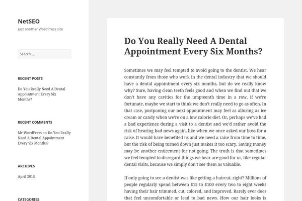 Twenty Fifteen theme site design template sample