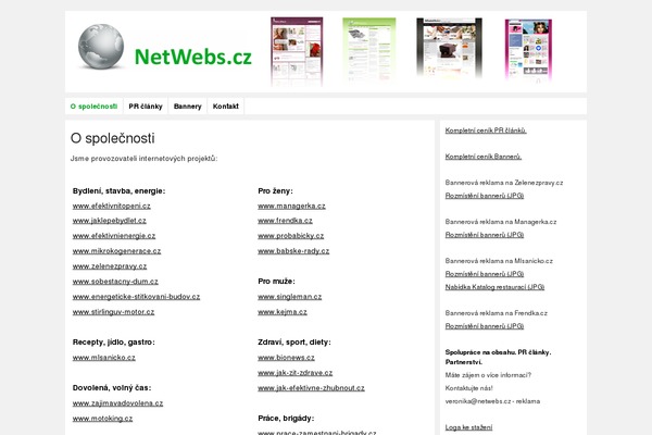 netwebs.cz site used Zelenezpravy