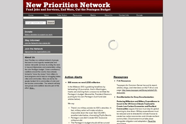 newprioritiesnetwork.org site used Evotion