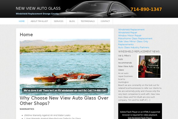 newviewautoglass.com site used Nitrous Child Theme