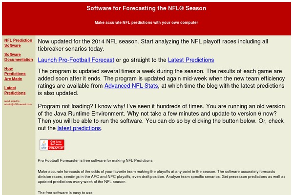 nfl-forecast.com site used Default
