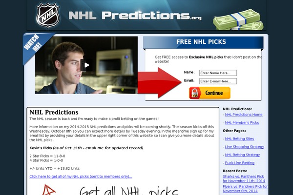 nhlpredictions.org site used Blossom Coach