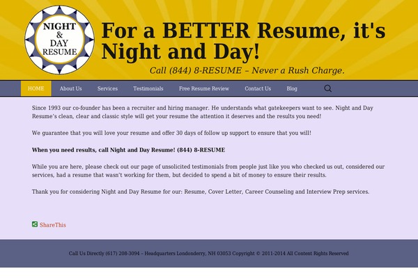 nightanddayresume.com site used Resume