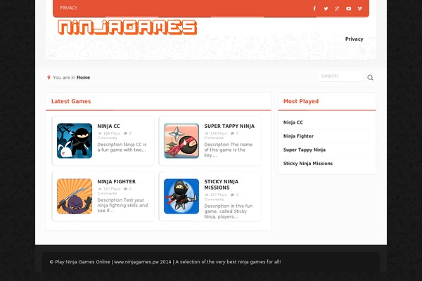 ninjagames.pw site used Minigames