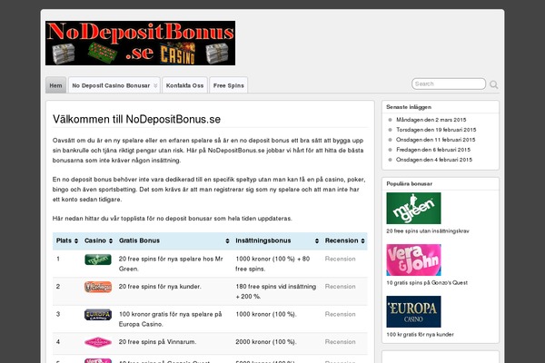 nodepositbonus.se site used Nodepositbonus