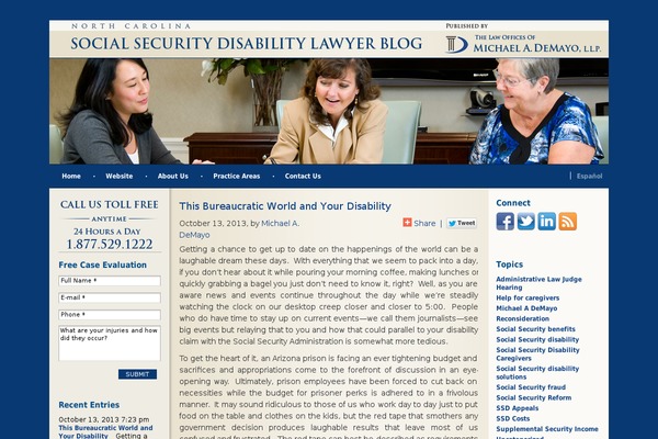 northcarolinasocialsecuritydisabilitylawyerblog.com site used Demayo_blogs