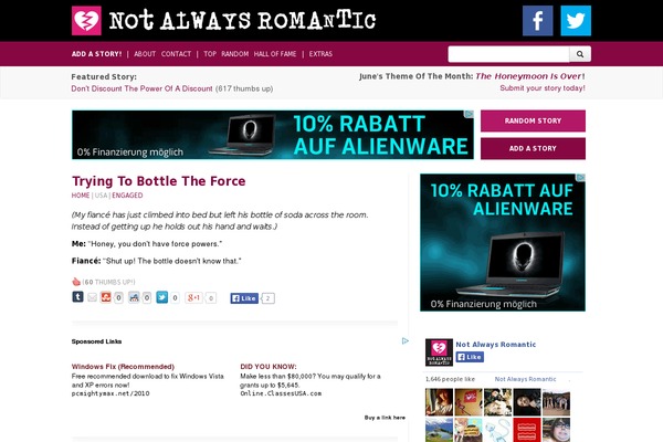 notalwaysromantic.com site used Notalwaysright
