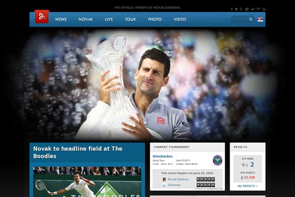 novakdjokovic.com site used Novak